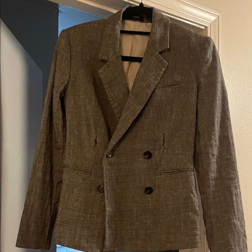 Theory gray Double-Breasted Blazer